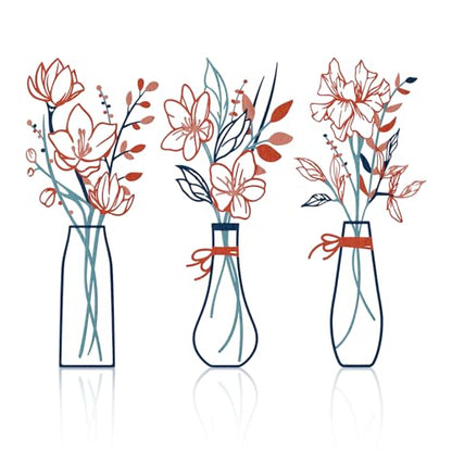 Zzbakress 3 Pieces Metal Flowers Wall Art for Bathroom (Blue Orange) - color: Blue Orange