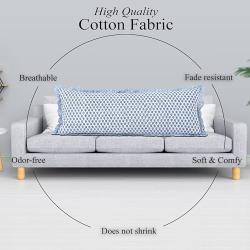 CPC Apatite Blue Block Print Ruffle Sham Pillow Cover 20x54 Inch, Pack of 1 - color: Apatite Blue, size: 54" x 20" (Pack of 1)