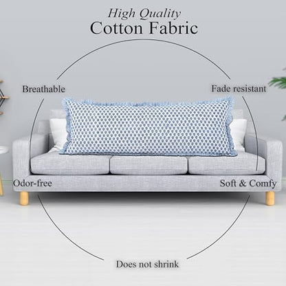 CPC Apatite Blue Block Print Ruffle Sham Pillow Cover 20x54 Inch, Pack of 1 - color: Apatite Blue, size: 54" x 20" (Pack of 1)