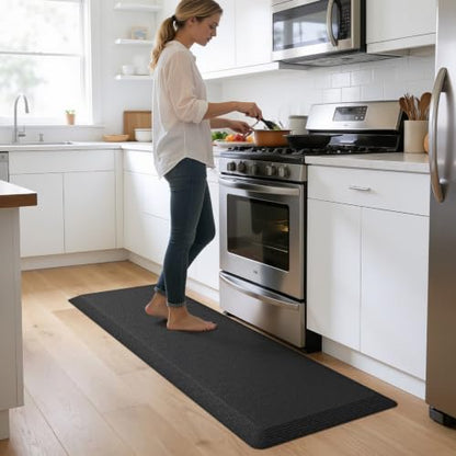 DEXI Anti Fatigue Kitchen Mat Cushioned, 20x60 Waterproof Runner Rug Black - color: Black, size: 60"L x 20"W x 0.9"Th