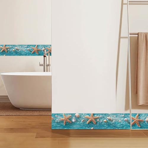 IVN Wallpaper Border Peel and Stick Wall Ocean Starfish Shell 4x196 Inch - color: Ocean Starfish Shell