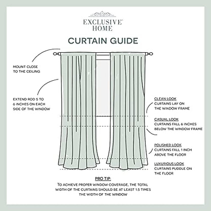 Exclusive Home Curtains - EH8036-05 2-108R Darma Sheer Linen Rod Pocket Curtain Panel Pair, 50x108, Indigo, 2 Piece - color: Indigo, size: 50"W x 108"L (Pack of 2)