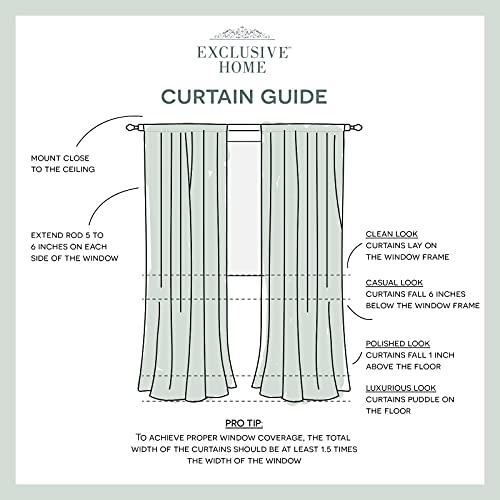 EXCLUSIVE HOME Darma Sheer Linen Rod Pocket Curtain Panel Pair, 50"x96", Indigo - color: Indigo, size: 50"W x 96"L (Pack of 2)