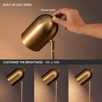 O'Bright Helios - Adjustable Tripod LED Floor Lamp, Dimmable, Swivel Head, Perfect for Reading and Task Lighting, Antique Brass - color: Antique Brass