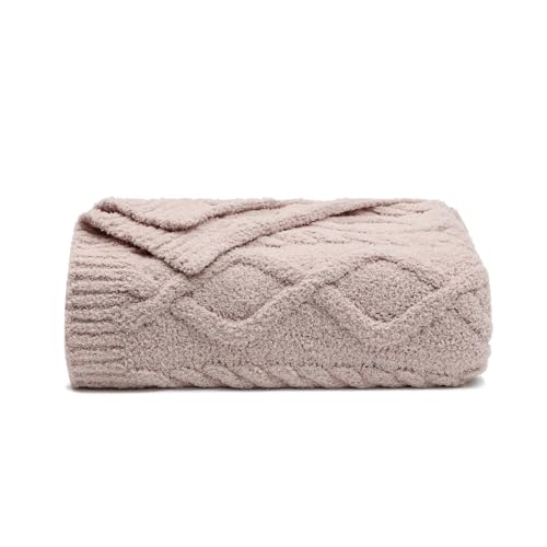 Premium Minky Throw Blanket, Soft Plush Lightweight Cozy Touch - color: Cable Knit Beige, size: Kids(40″x50″)