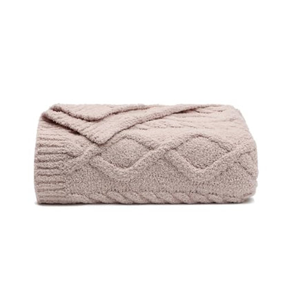 Premium Minky Throw Blanket, Soft Plush Lightweight Cozy Touch - color: Cable Knit Beige, size: Kids(40″x50″)