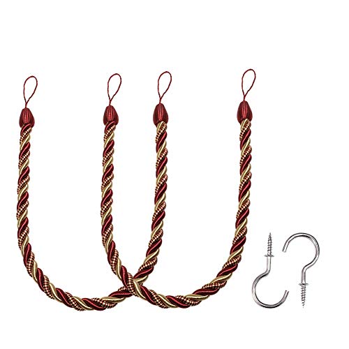 BEL AVENIR Curtain Tiebacks Ropes Tie-Backs,Handmade Holdbacks(Mix Red,2P) - color: Mix Red, size: 2pack