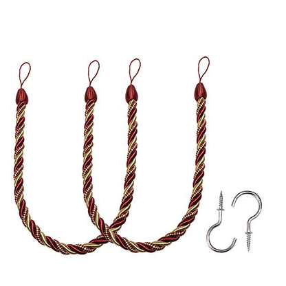 BEL AVENIR Curtain Tiebacks Ropes Tie-Backs,Handmade Holdbacks(Mix Red,2P) - color: Mix Red, size: 2pack