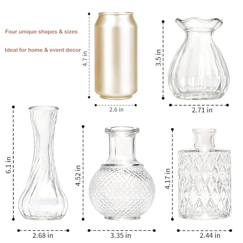 KJHL 8 Pcs Small Glass Bud Vases, Mini Flower Vases for Wedding Centerpiece - size: 8 Pcs
