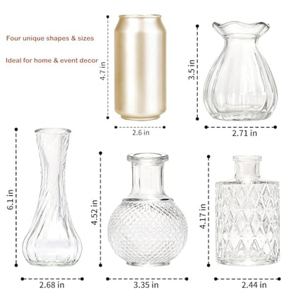 KJHL 8 Pcs Small Glass Bud Vases, Mini Flower Vases for Wedding Centerpiece - size: 8 Pcs