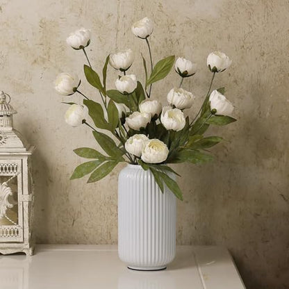 VIERENA 6 Pcs 27" Faux Silk Peony Artificial Flowers Stems for Vase (Cream) - color: Cream