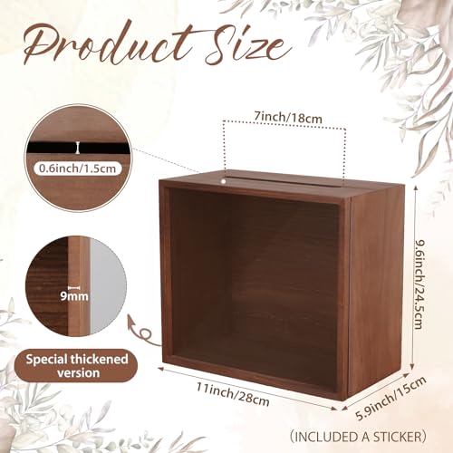 OurWarm Brown Wooden Wedding Card Box for Reception with Acrylic Window - color: Brown
