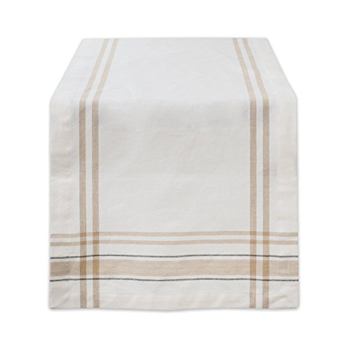 DII French Stripe Dining Table Collection Farmhouse Style Table Runner, 14x108 Inches, White Chambray - color: White Chambray, size: 14x108 Inches (Pack of 1)