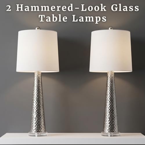 Lavish Home Table Lamps, Silver, Set of 2, 12” x 30.25”
