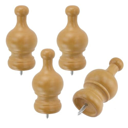 T Tulead Wooden Curtain Rod Finials, Wood Color, 1.34-Inch, 4PCS - style: Wood, 1.34", 4PCS