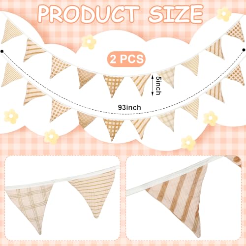 Oudain 2 Pcs Pennant Banner Flags Nursery Garland Triangle, Vivid Color - color: Vivid Color