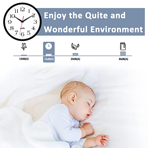 HIPPIH 14 Inch Wall Clock, 2Pack Silent Non Ticking Battery Operated Clocks - color: With Red Second Hand, size: 14 inches
