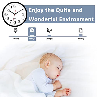 HIPPIH 14 Inch Wall Clock, 2Pack Silent Non Ticking Battery Operated Clocks - color: With Red Second Hand, size: 14 inches