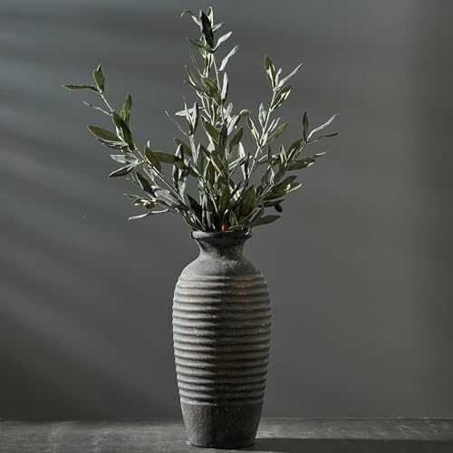 Emotionally Grounded Vase, Vaseking Large Ceramic Rustic Vase, 14.4 inch Minimalist Threaded Decorative Farmhouse Tall Vases for Home Decor, Living Room, Enterway, Table Decoration, Bronze - color: 19151-bronze-14.4"