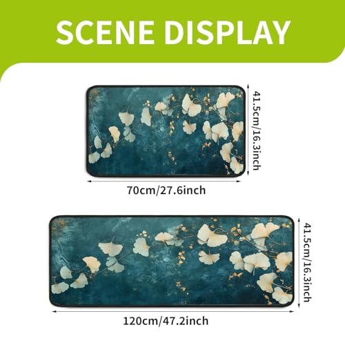Classic Kitchen Mats for Floor, 2-Piece Non-Slip Kitchen Rugs - color: Ginkgo Leaf