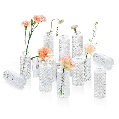 ComSaf Small Glass Bud Vases in Bulk, 12 Pack for Centerpieces, Clear - color: Clear, size: 12 Pcs