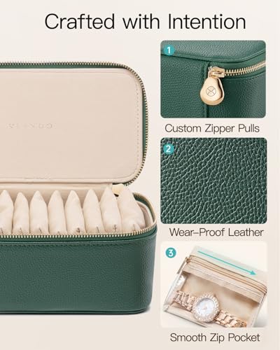 VLANDO Jewelry Organizers and Storage with Clear 12 Velvet Bags,Green - color: 12PCS-Green