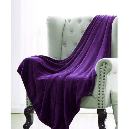 DiamondHome Super Soft Warm Light Weight Fleece Throw Blanket for Couch/Sofa/Bed/Chair in Living Room & Bed Room, 50" x 60" (Purple) - color: Purple