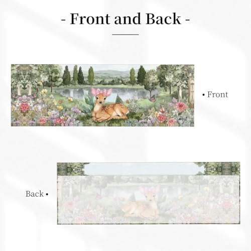 Floral Deer Curtain Valance 54x18 Inches Window Treatment Rod Pocket Valance for Kitchen Bathroom Bedroom - color: Floral Deer