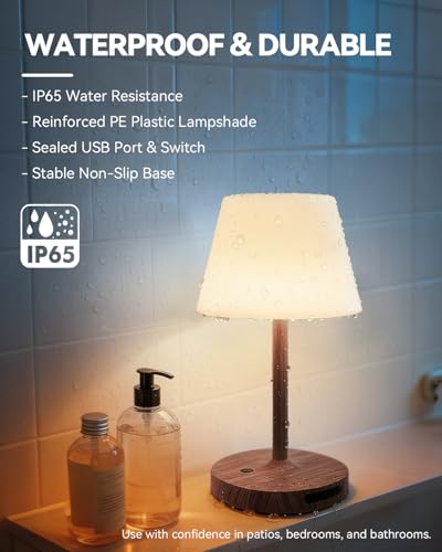 SAIWEYA Outdoor Waterproof Shower Lamp, 5200mAh Rechargeable Bathroom Lamp - color: Dark Walnut, size: 5200mAh