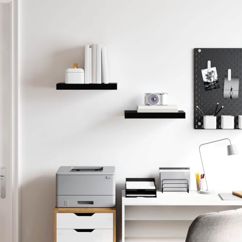 2-Pack Black Floating Shelves 15.7"x9.1", MDF Honeycomb 11 lbs, Mount Hardware, Living Room Bedroom Office - color: Black, size: 15.7 x 9.1 in