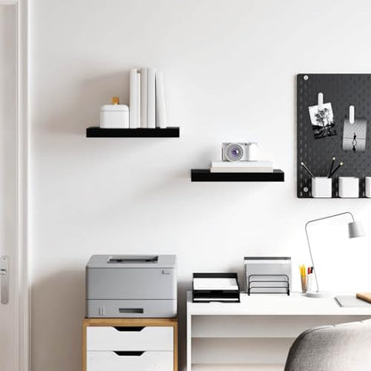 2-Pack Black Floating Shelves 15.7"x9.1", MDF Honeycomb 11 lbs, Mount Hardware, Living Room Bedroom Office - color: Black, size: 15.7 x 9.1 in