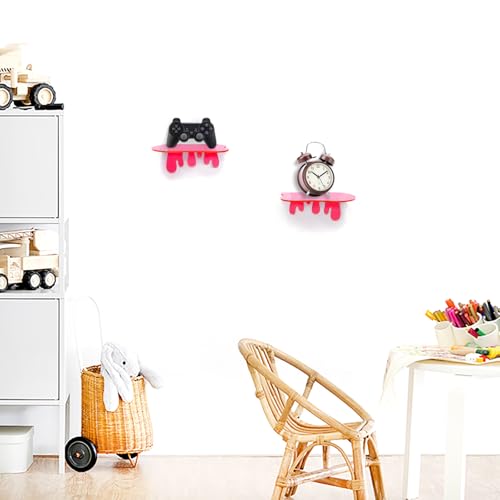 SetGame 2-Pack Small Acrylic Shelves, 7 Inch Floating Shelves, Pink - color: Pink, size: 7 Inch