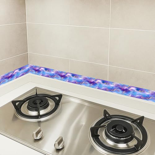 HOMETITUTE Peel and Stick Wallpaper Border 4x196in Purple Marble Pattern - color: blue-violet