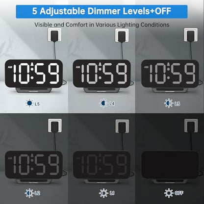 Peakeep Small Digital Alarm Clock for Bedrooms, Loud for Heavy Sleepers - color: Black With White