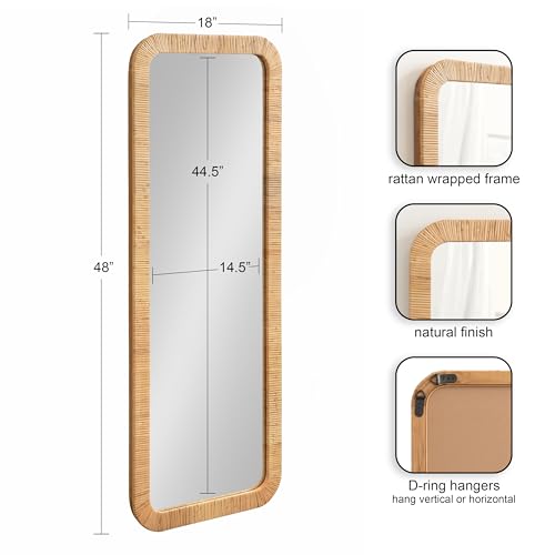 Kate and Laurel Rahfy Rectangle Framed Wall Mirror - color: Natural