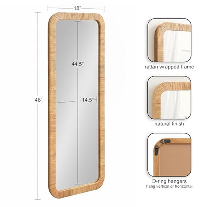 Kate and Laurel Rahfy Rectangle Framed Wall Mirror - color: Natural