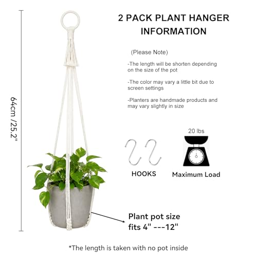 Artilady Macrame Hanging Planters Indoor Plant Hanger, Ivory White - color: White C