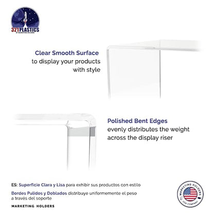 Marketing Holders 2 Pack Lucite Riser Showcase Stand 7" Platform Pedestal One Piece Reusable Fixture for Counter or Tabletops Clear Acrylic Retail Store Products - size: 7"W x 7"H