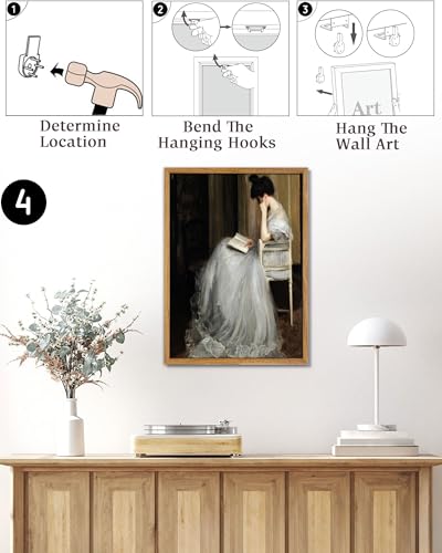 UPWOIGH Jacques-Emile Blanche The Reader Framed Wall Art, 16 x 24 Inch - color: Brown Woman, size: 24"L x 16"W