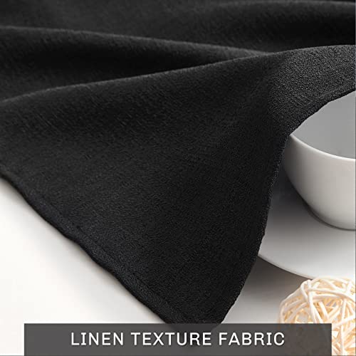 Melodieux Black Semi Sheer Curtain Valance for Kitchen Cafe Small Windows Linen Look Rod Pocket, 52 by 18 Inch, 1 Panel - color: Black, size: 52"W x 18"L (Pack of 1)