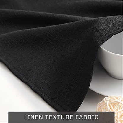 Melodieux Black Semi Sheer Curtain Valance for Kitchen Cafe Small Windows Linen Look Rod Pocket, 52 by 18 Inch, 1 Panel - color: Black, size: 52"W x 18"L (Pack of 1)