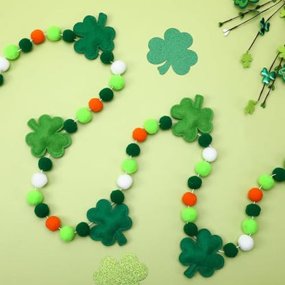 Jansun 8.2ft 3D St Patrick's Day Shamrock Felt Garland - color: Green Shamrock