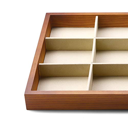 Oirlv Solid Wood Jewelry Tray,Jewelry Drawer Organizer,12 Grid - color: Creamy-white 12 grid tray