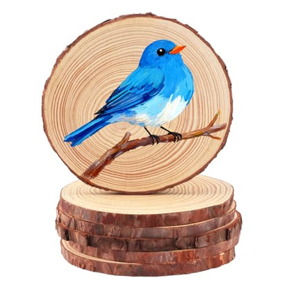 FSWCCK 6 Wood Slices 6-7in, Unfinished Bark Discs for Centerpieces - size: 6 Pcs 6"-7"