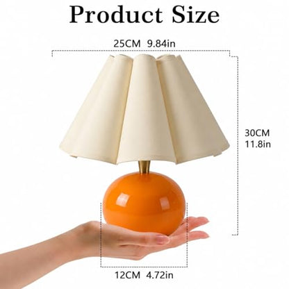 Small Bedside Table Lamp, 11.8'' Ceramic Stepless Dimmable Lamp (Orange) - color: Orange