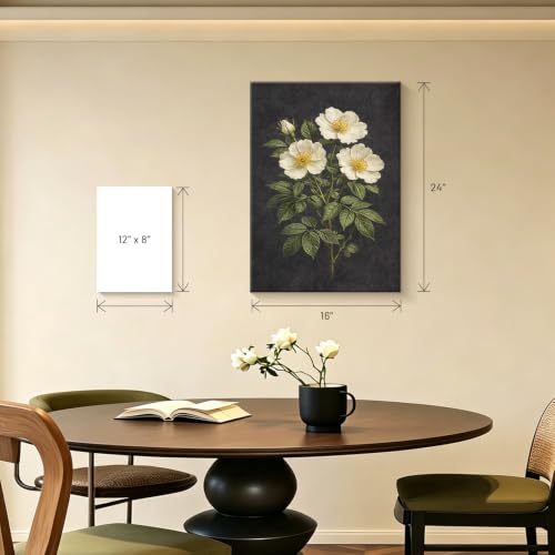 Framed Botanical Wall Art, Moody Rose Canvas Prints, 16x24 Inch - color: Dog Rose