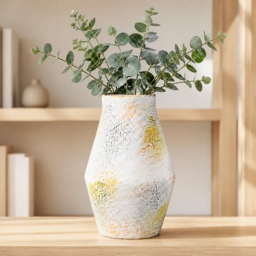 Rustic Farmhouse Ceramic Vase, 10 Inch - color: Rustic White, size: 10 inch