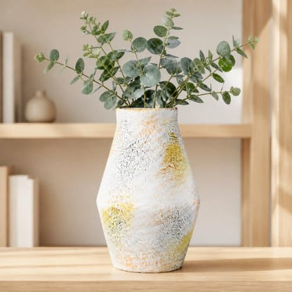 Rustic Farmhouse Ceramic Vase, 10 Inch - color: Rustic White, size: 10 inch