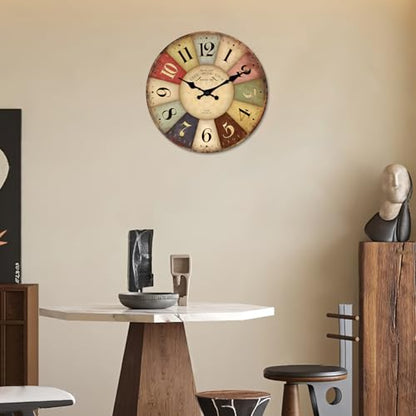 Wood Farmhouse Wall Clocks Battery Operated 20 Inch - color: Colorful1, size: 20 Inch