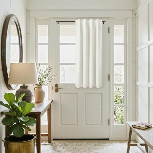 Short Linen Blackout Bathroom Window Cafe Curtain 45 Inch Length 34" Wide 1 Panel for Bedroom Cream Ivory Privacy Protected Sound Proof Decorative Farmhouse Single Curtain Panel for Kitchen 34W x 45L - color: Natural, size: 34"W x 45"L (Pack of 1)